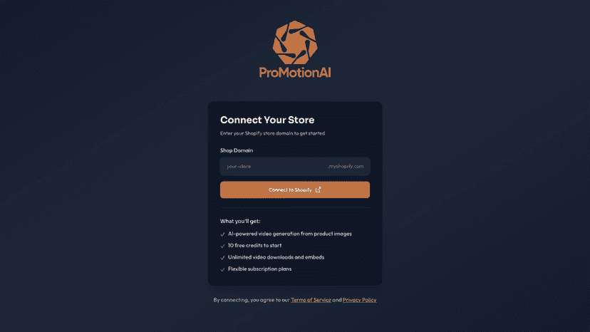 Connect your Shopify store to start creating AI product videos
