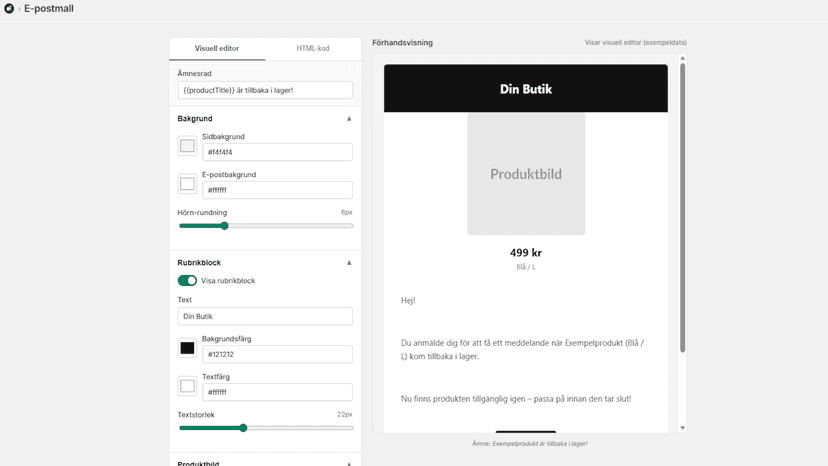 Email customization