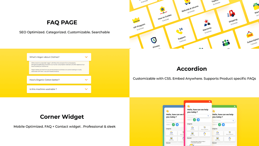 Categorize your FAQ & Help Center Articles, embed FAQ accordions