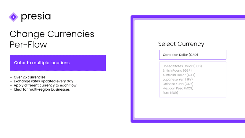 Currency selection per flow