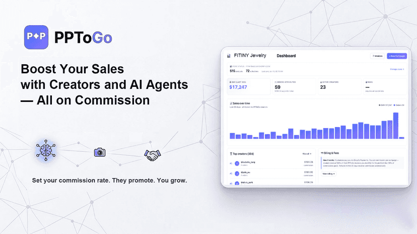 PPToGo, Boost sales with creators and AI agents on commission