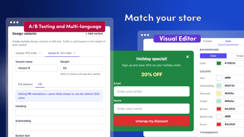 Design options and A/B variants