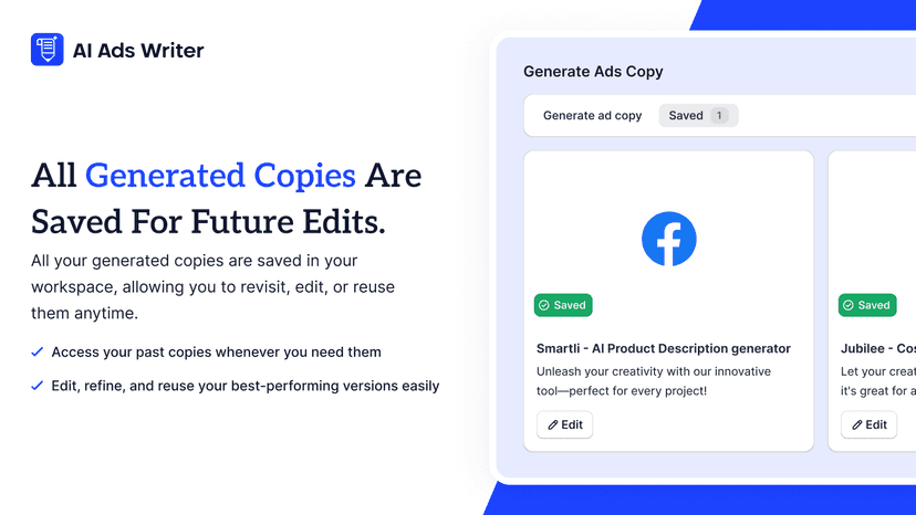 save generated ad copies for future reference