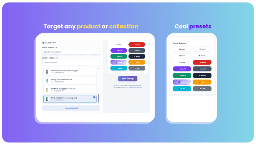 Target specific products and choose cool banner presets UI