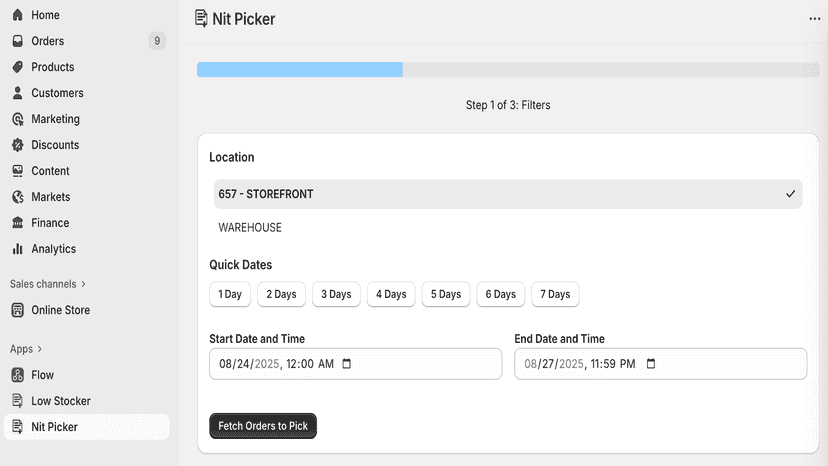 Pick Location/Date and Time Filters