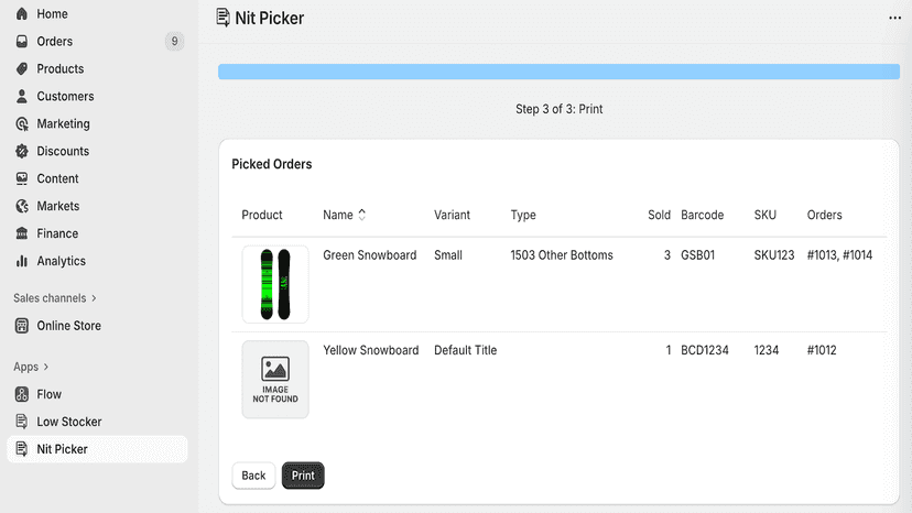 Sort/Print Orders Grouped By Variant