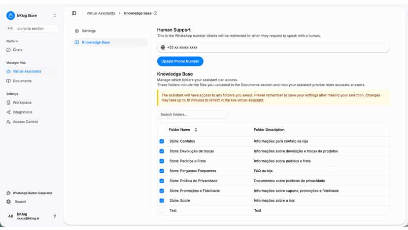 Virtual Assistant Knowledge Base