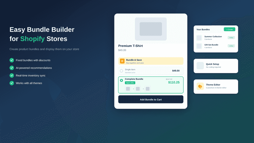Bundle widget on storefront with admin dashboard preview