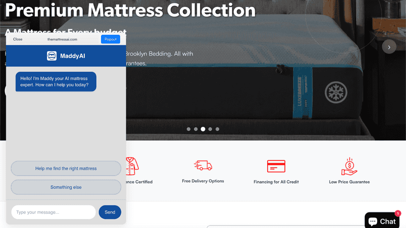 An AI Powered Mattress Salesman on your site!