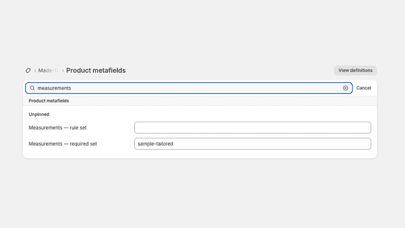 Assign a measurement set to any product
