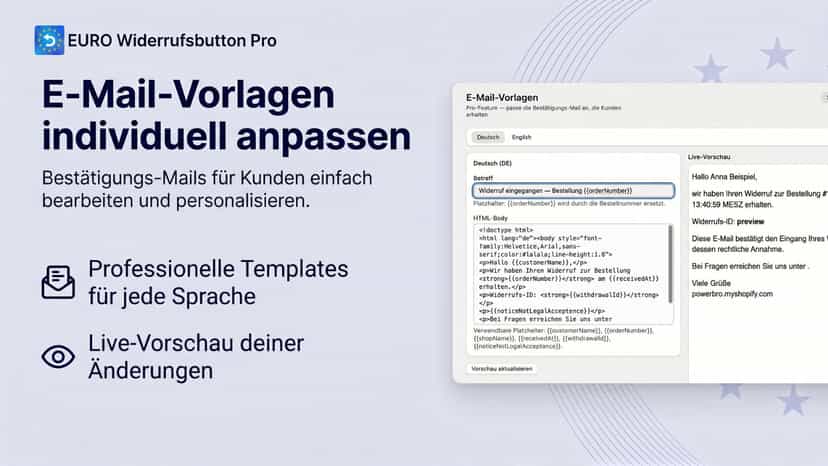 Individuell anpassbare E-Mail-Vorlagen mit Live-Vorschau