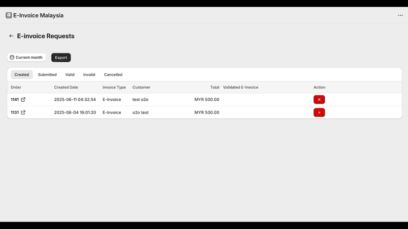 E-Invoice requested