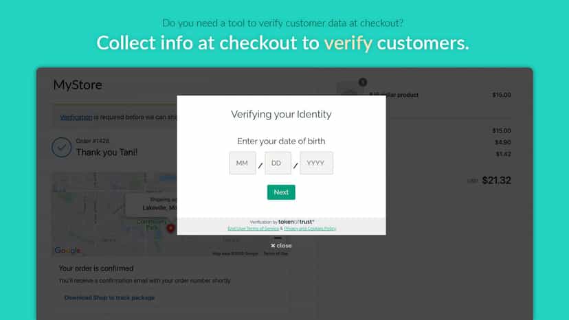 Prompt customers at checkout to get verified.