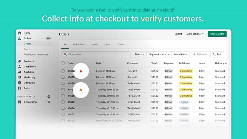 Automatically flag orders that don't meet your criteria.