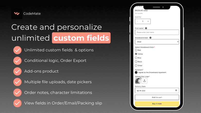 custom fields, text field, file upload, text box, order notes