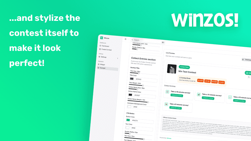 Stylize the contest modal to perfectly fit your store style