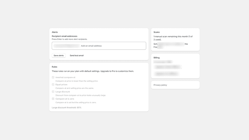 Settings page