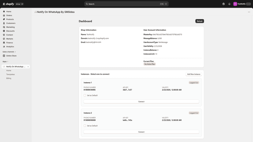 Show Account and Instance Information