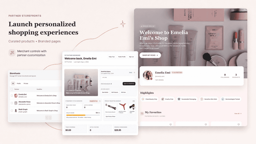 Personalized partner storefront and storefront management tools