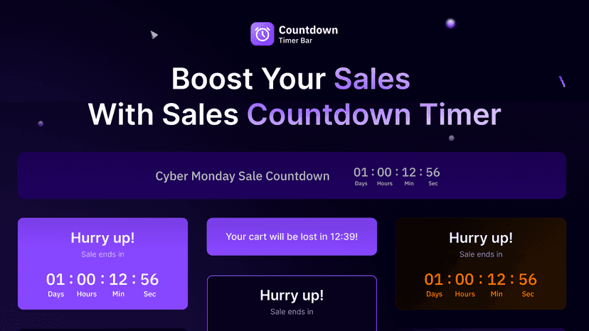 Create urgency with customizable countdown timers and announceme