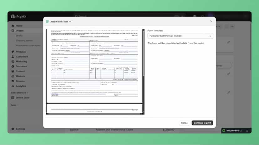 Auto-filled form ready to print