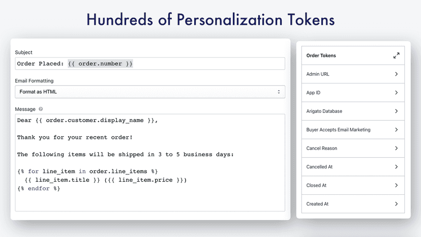 Hundreds of personalization tokens