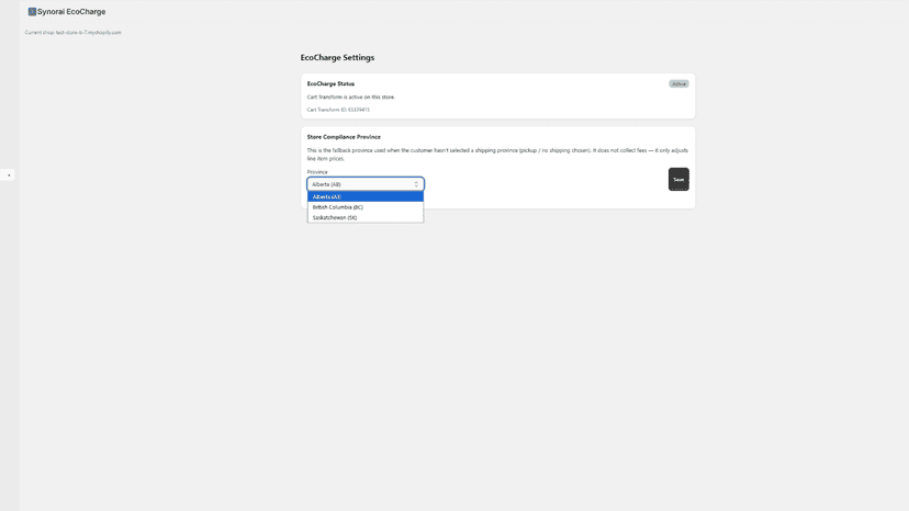 EcoCharge status and activation in app settings