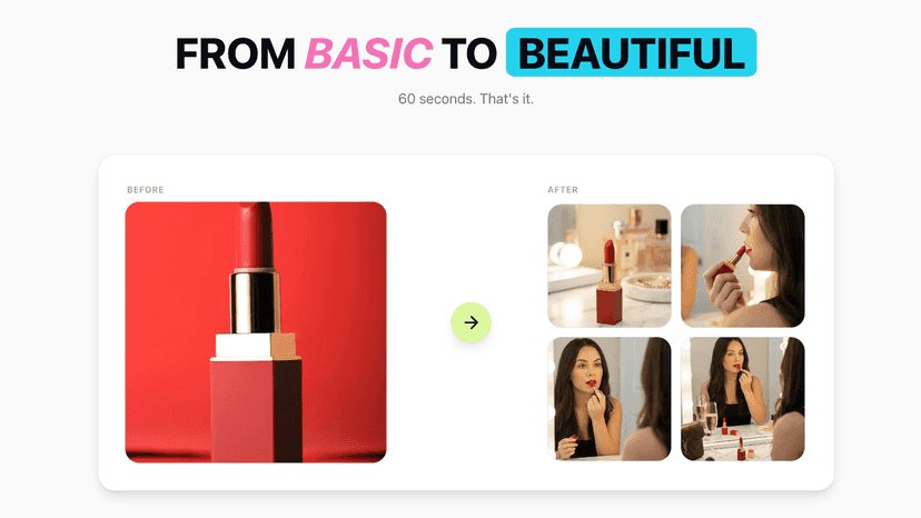 Photoshoot of AI generated model using lipstick