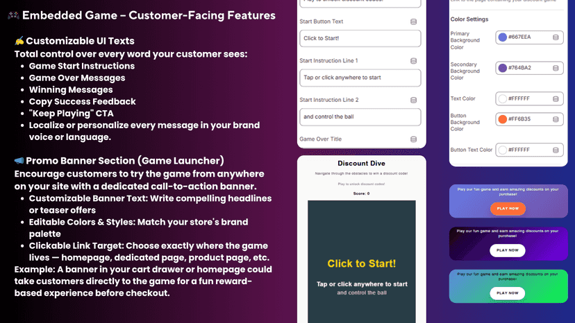 Discount Dive - Embedded Game – Customer-Facing Features