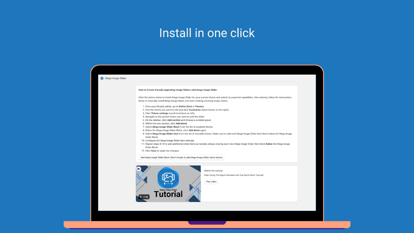 Mega Image Slider - an easy and fast install in one click