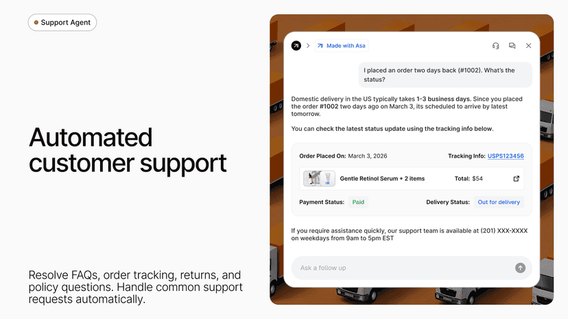 Asa enables automated customer support