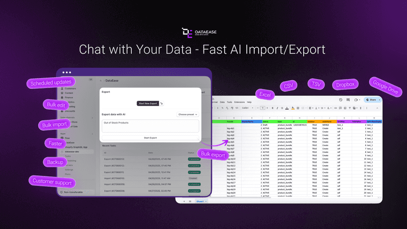 bulk edit data, bulk export, bulk import