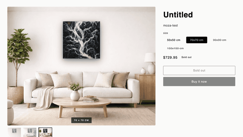 Art print shown in living room setting