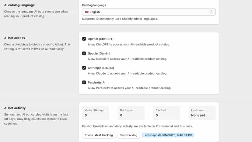 AI bot access for GPTBot, Google-Extended, ClaudeBot, Perplexity