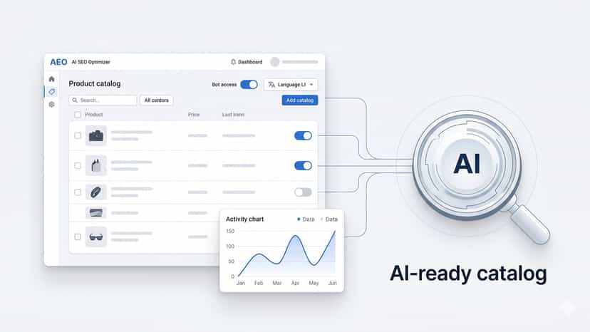 AI catalog, bot controls, and activity insights for stores