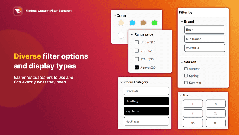 Diverse filter option and disply type