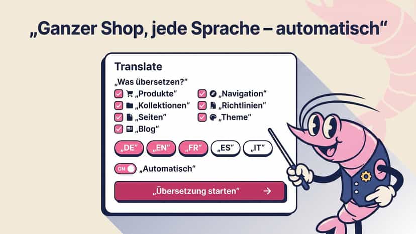 Inhaltstypen und Sprachen wählen, per Klick übersetzen