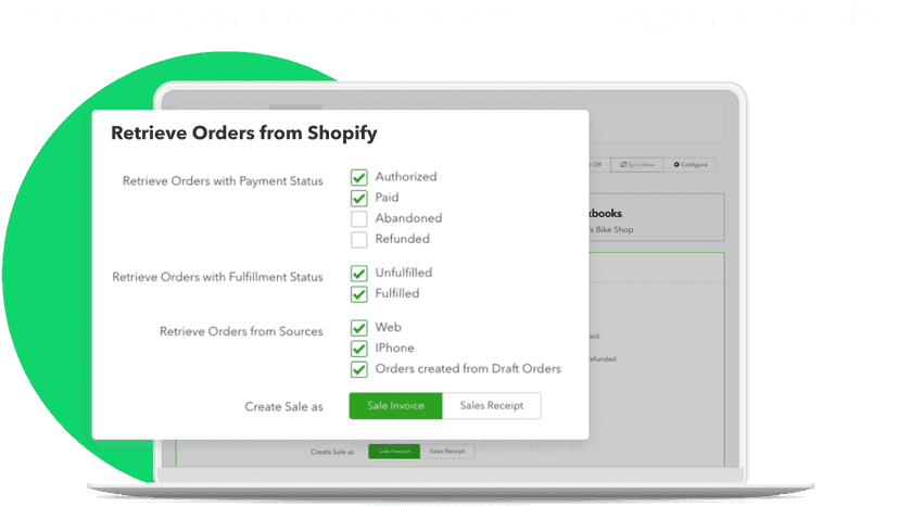 Orders from your store become invoices or receipts on QuickBooks