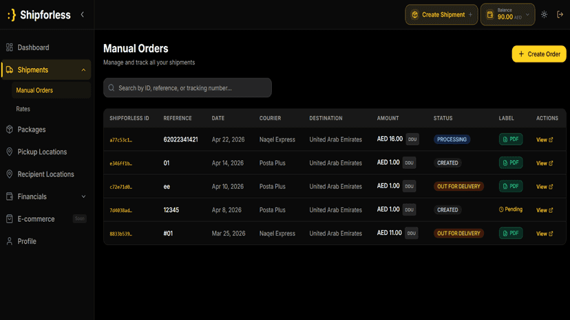 Manage Shipments
