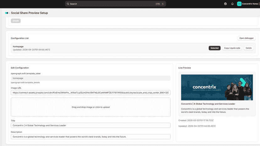 Open Graph feature used when shared online
