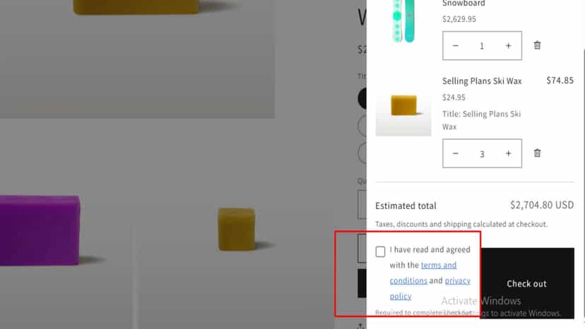Checkbox for consent