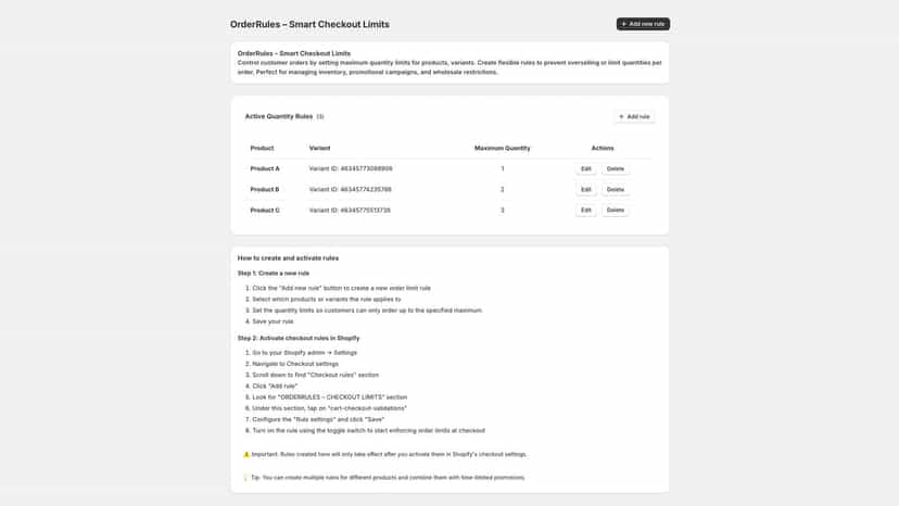OrderRules – Checkout Limits