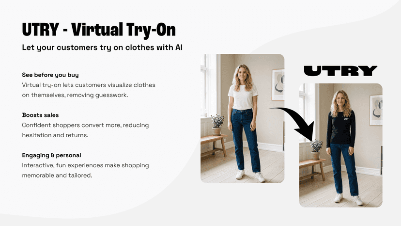 Showing a person trying on the shirt with AI.