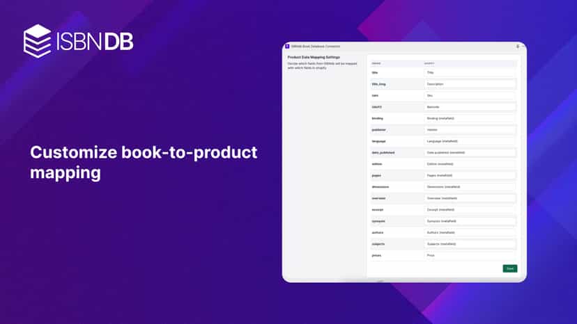 ISBNdb Book Data Importer Mapping