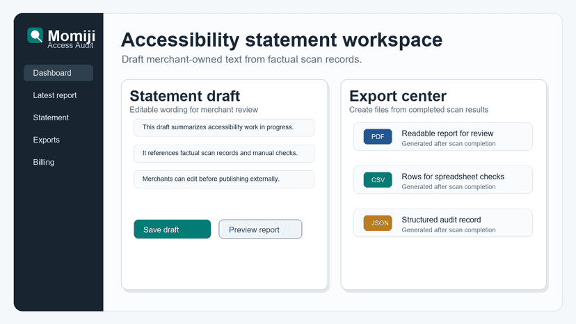 Manual access register and evidence export workspace