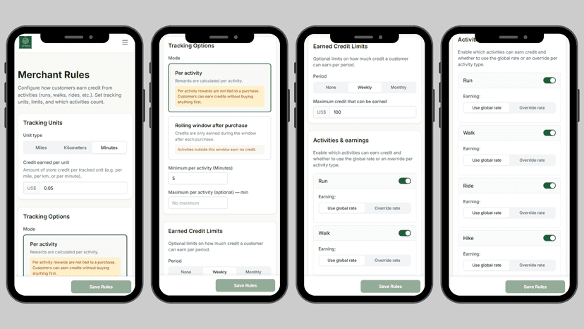 Merchant Portal - Mobile - Activity Rules