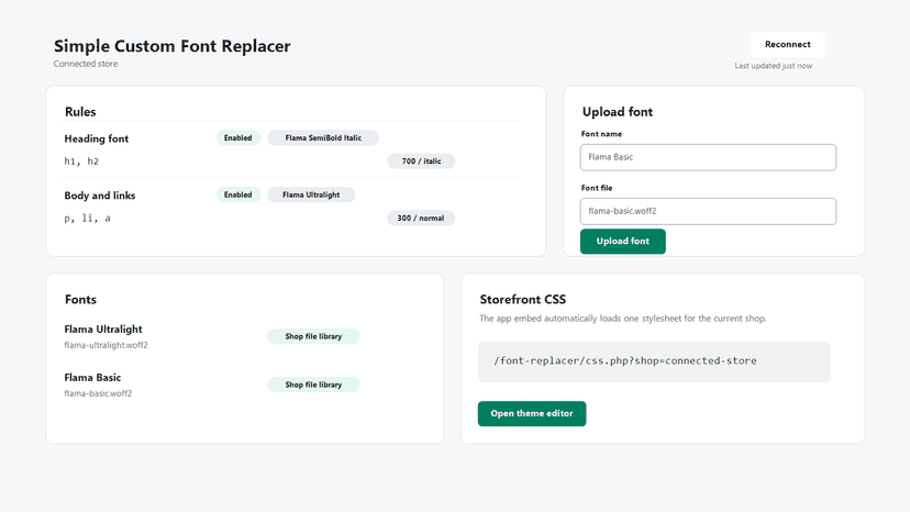 Manage fonts and replacement rules