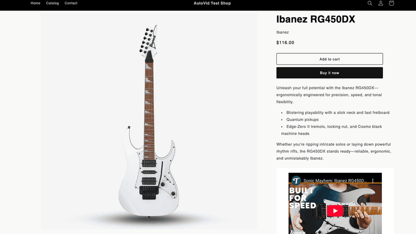 Video displayed on our demo store product page
