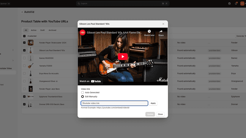 Manual editing via Preview Screen