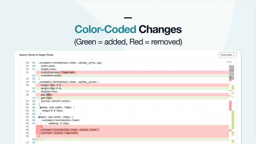 Code diff with green additions and red deletions highlighted